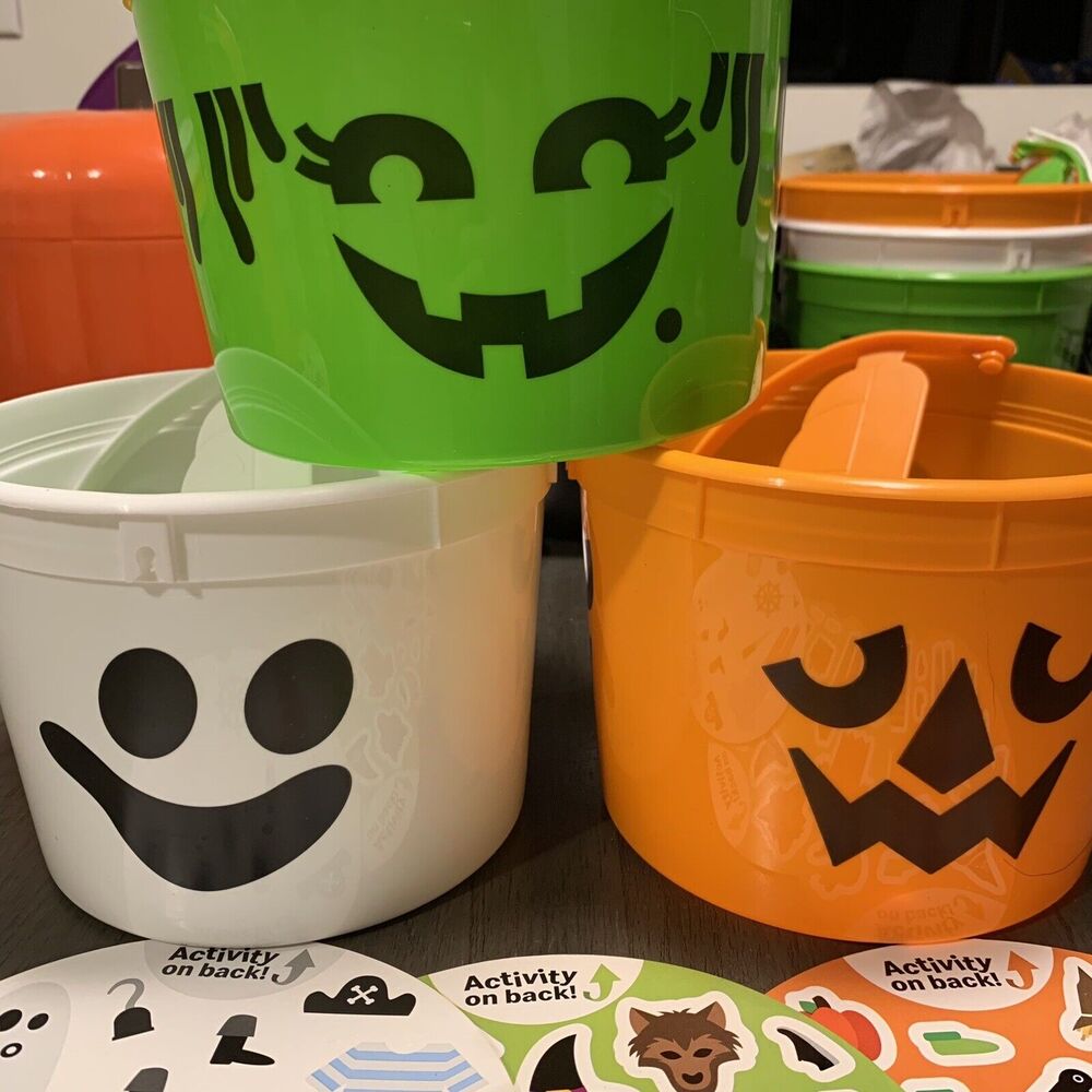 2022 McDONALD'S Halloween Bucket Pail Classic Boo Bucket HAPPY MEAL COMPLETE Set